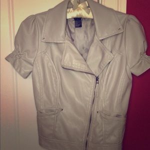 Paper Tee Grey Short Sleeve Faux Leather Jacket